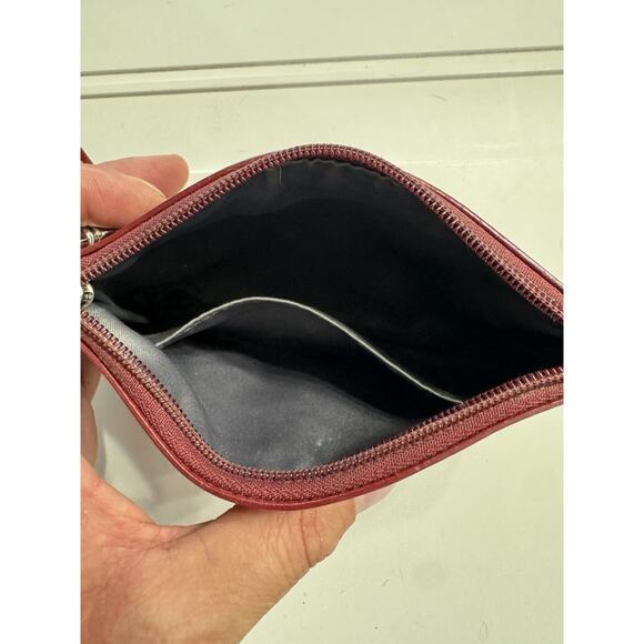 Coach Wristlet Wallet Signature Patent Gloss Red Raised Logo Coin Purse - Picture 5 of 6